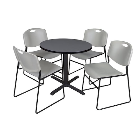 Cain Cain Round Table & Chair Set, Wood, Metal, Polypropylene Top, Grey TB30RNDGY44GY